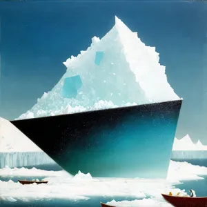 Frozen Serenity: Majestic Iceberg Amidst Winter Sea
