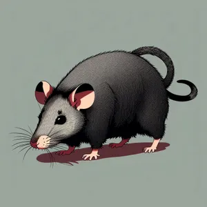 Furry Friend: Adorable domestic rat with a cute, fluffy tail and whiskers.