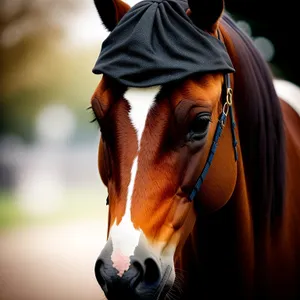 Beautiful Thoroughbred Horse Grazing in Meadow