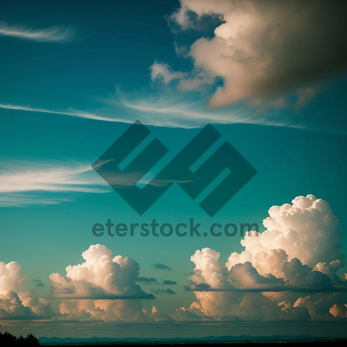 Picture of Vibrant Summer Sky with Fluffy Clouds