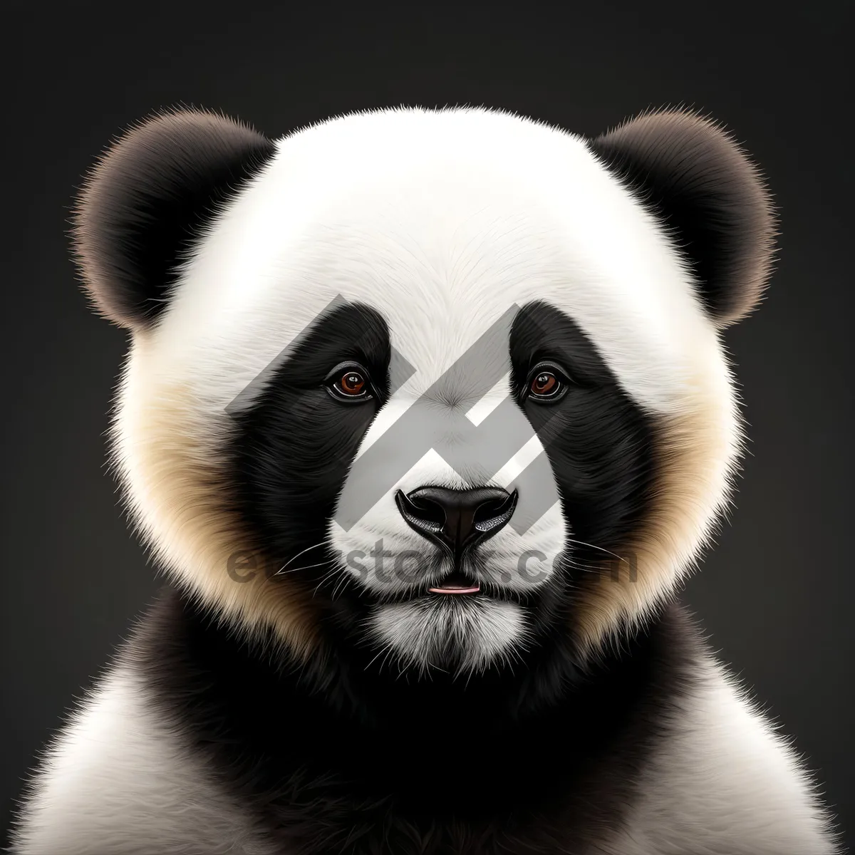 Picture of Cute Giant Panda with Endangered Black Fur