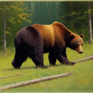 Endangered Brown Bear Roaming in Wild