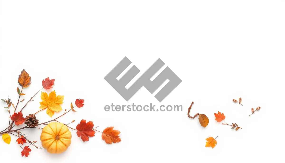 Picture of Orange Floral Pattern Wallpaper Design with Maple Leaves