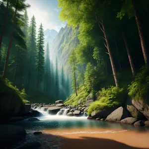 Serene River Flow Through Enchanting Forest