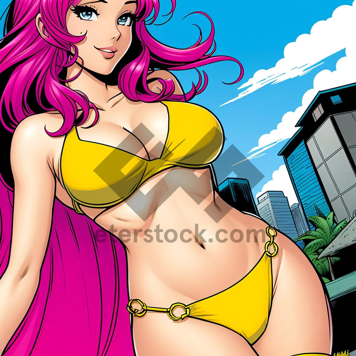 Picture of Sensual Fashion Model with Pretty Cartoon-Like Style