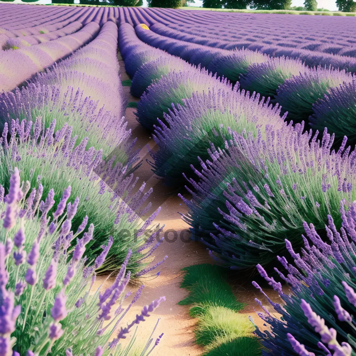 Picture of Colorful Lavender Herb in a Rural Farm Field