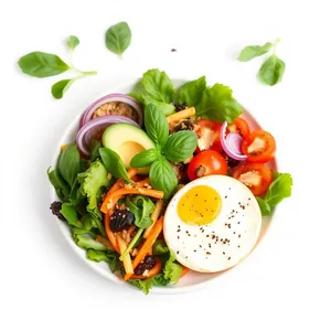 Fresh Vegetable Salad with Organic Tomatoes and Spring Leaves