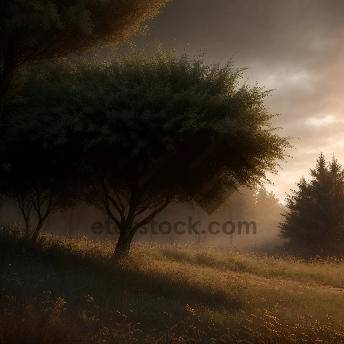 Picture of Morning Sunrise over Rural Landscape