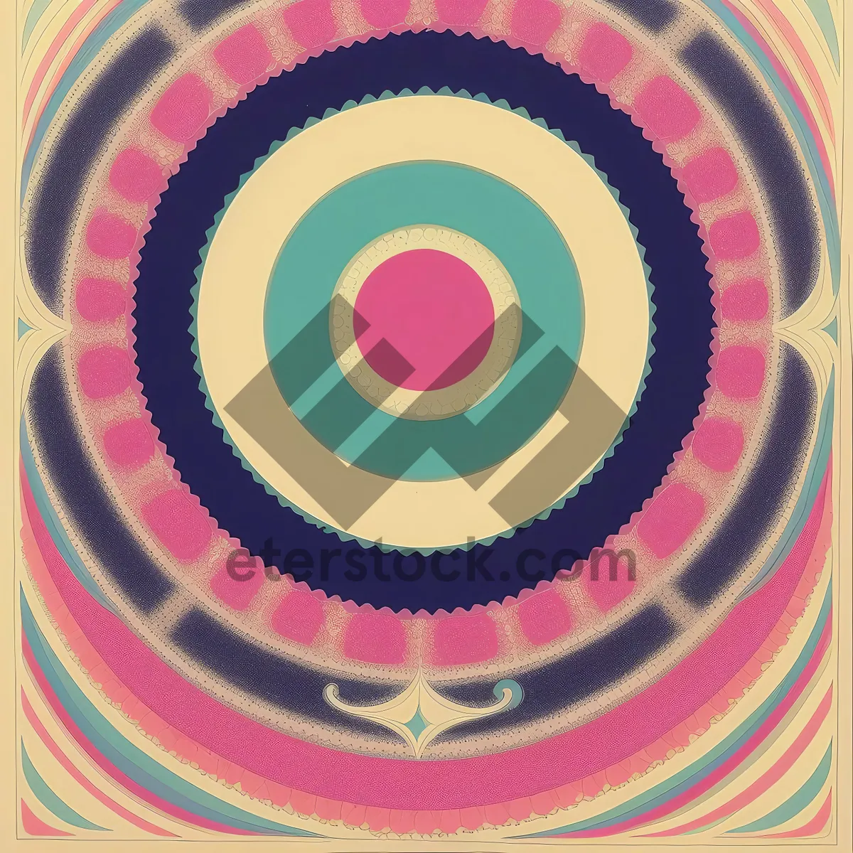 Picture of Colorful Retro Swirl Pattern with Circle Shapes - Hipster Wallpaper