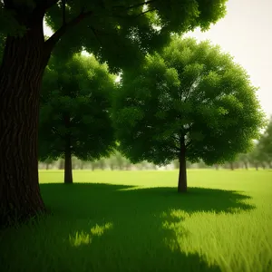 Tranquil Summer Forest with Lush Green Trees