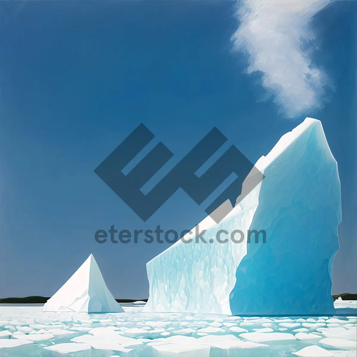 Picture of Arctic Glacier Reflection in Icy Waters.