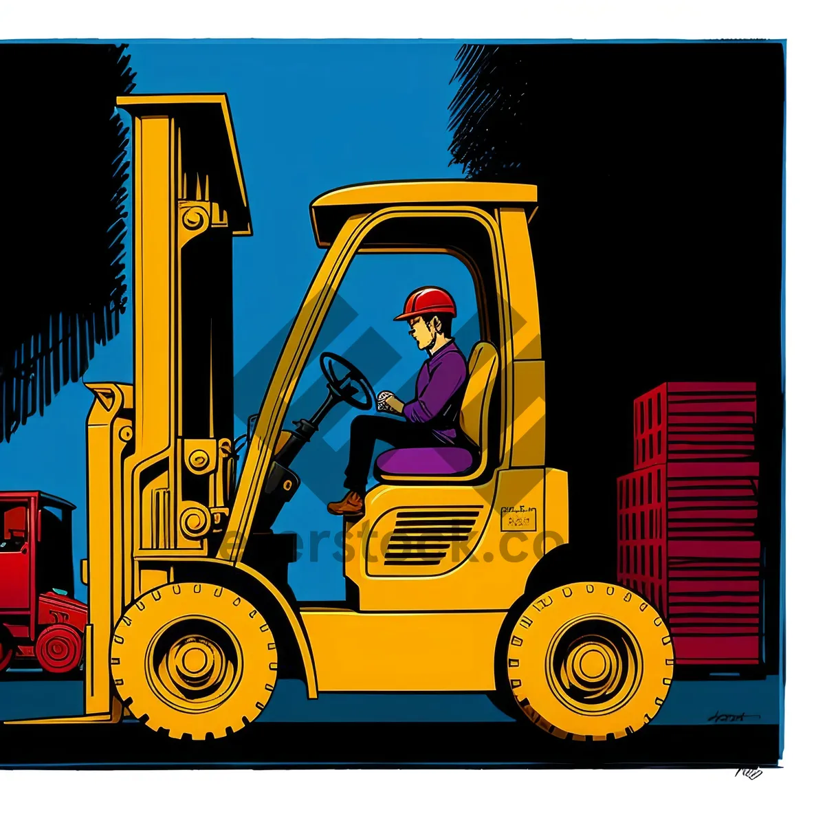 Picture of Heavy-duty Forklift Truck Transporting Cargo