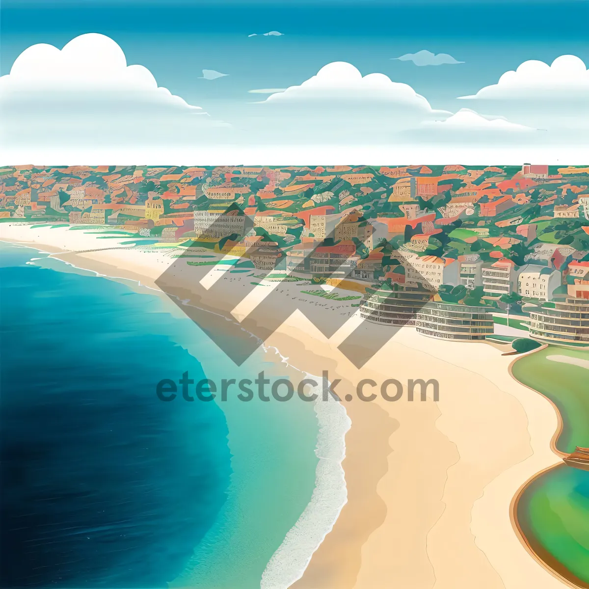 Picture of Tropical paradise beach with turquoise waves and sunlight.