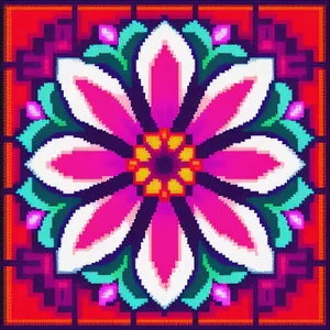 Retro Floral Pattern Tile: Colorful Hippie Design