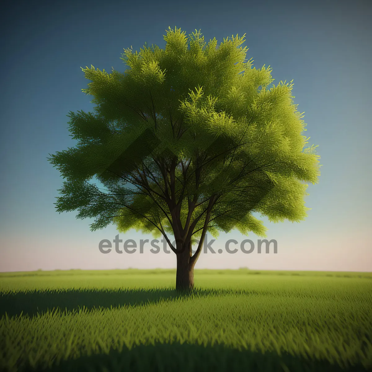 Picture of Serene Oak Landscape Under Sunny Skies