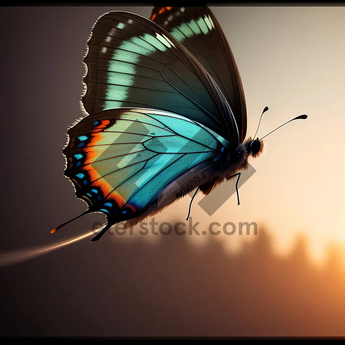 Picture of Colorful Butterfly in Garden with Delicate Wings