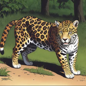 Striking Jaguar Roaming in the Wild