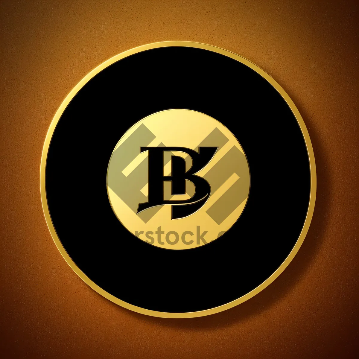 Picture of Shiny Black Round Button Icon with Metallic Reflection