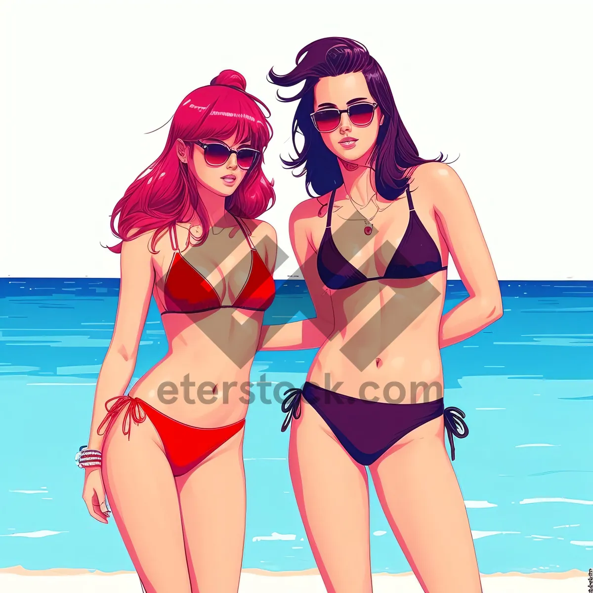 Picture of Smiling Beach Babe in Chic Bikini