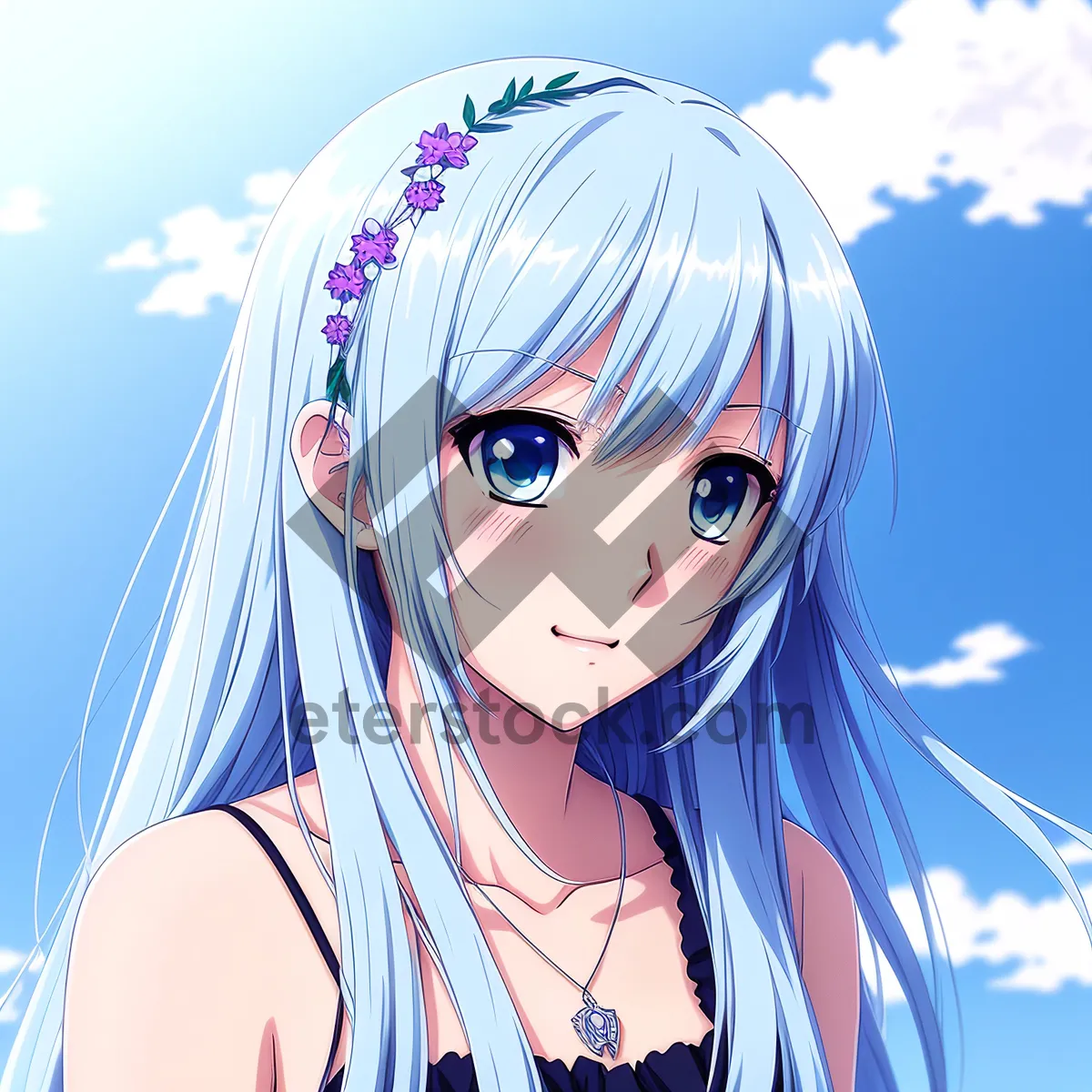 Picture of Happy Cartoon Fashion Face with Stylish Hair