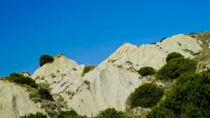 Scenic Mountain Range in National Park. panorama of the Lucanian badlands park, geological sandstone formations