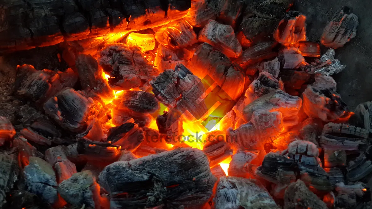 Picture of Hot Orange Flame Burning in Fireplace Heat.