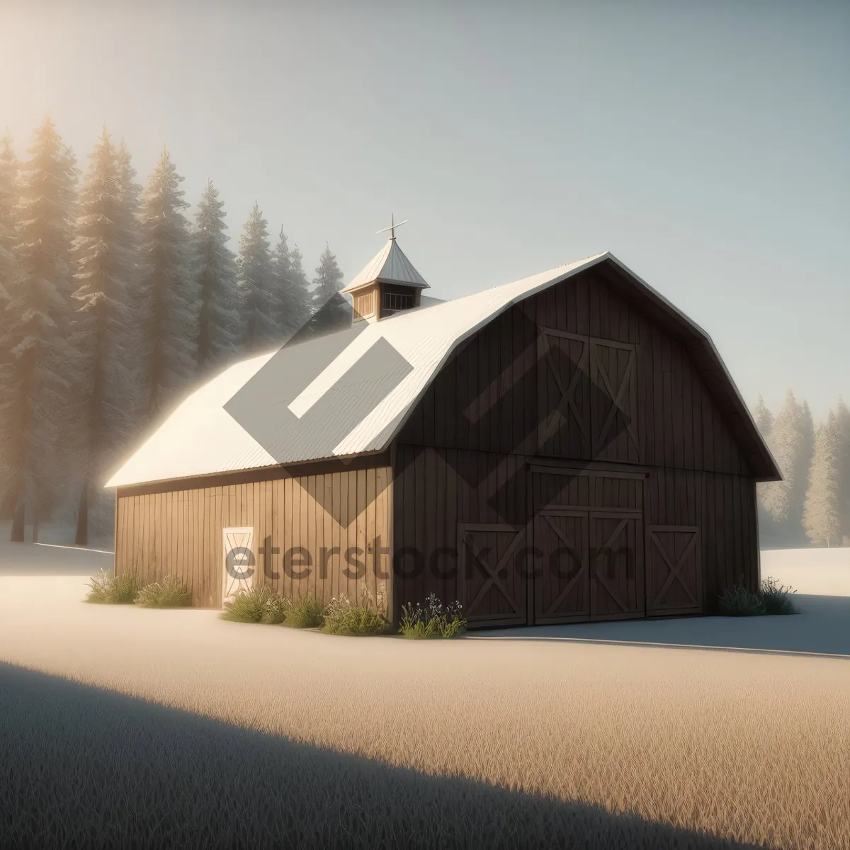 Picture of Rustic Winter Farmhouse nestled among Snowy Trees