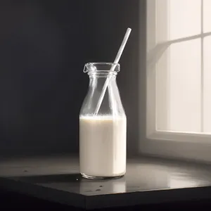 Clear milk bottle with liquid contents
