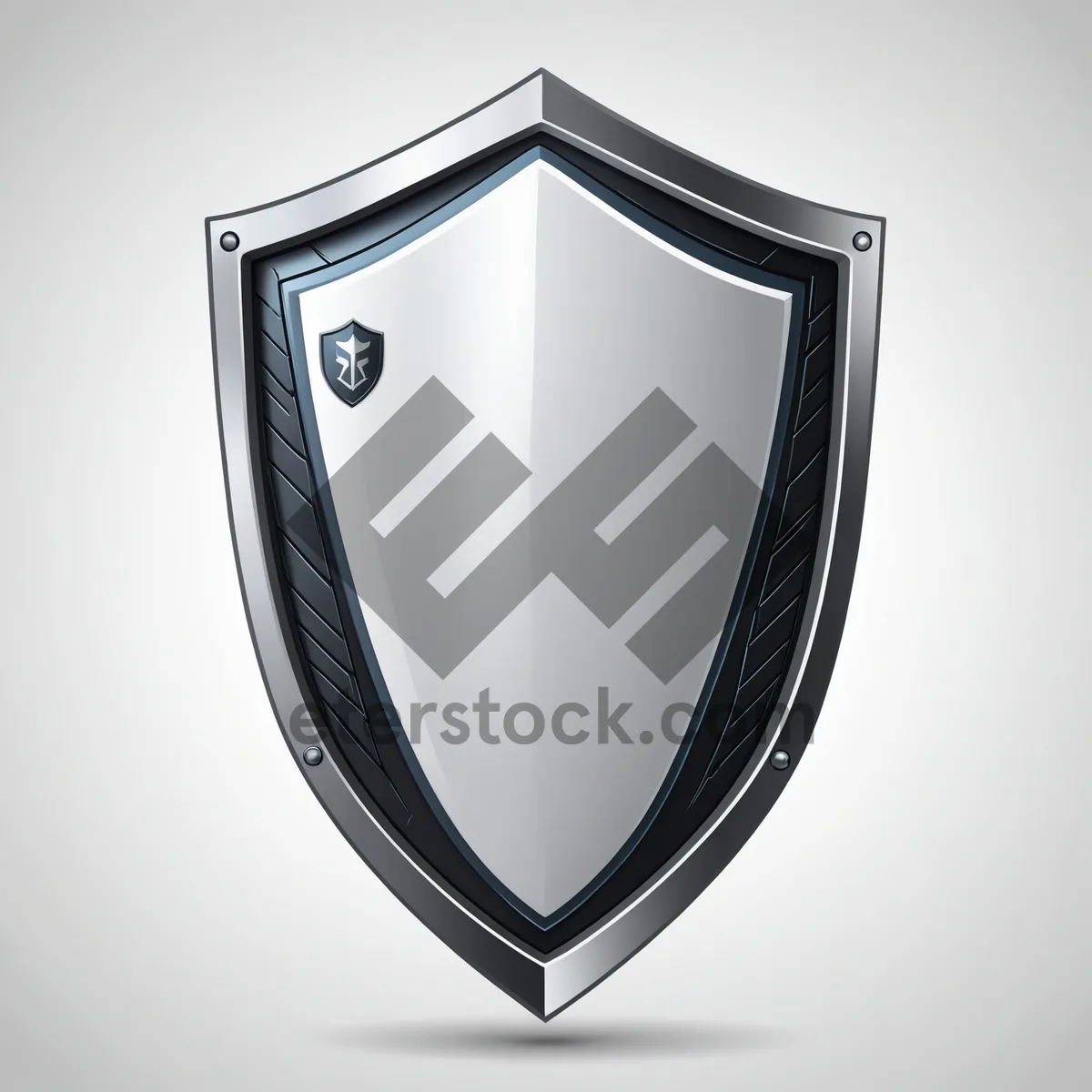 Picture of Shiny shield emblem icon for web design.