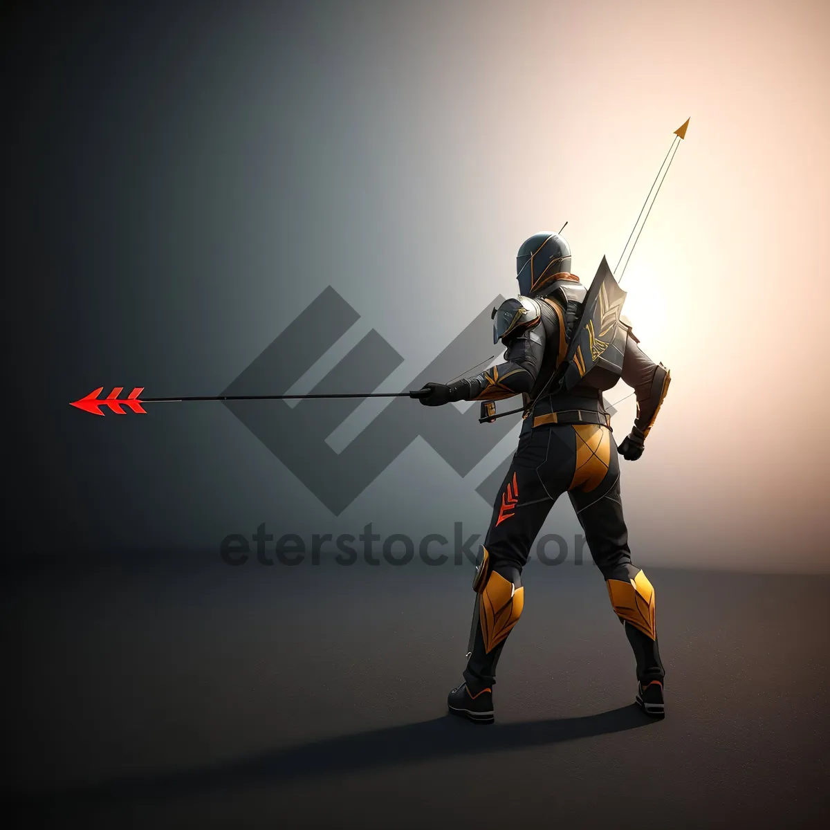 Picture of Thrilling Skiing Action: Man with Weapon