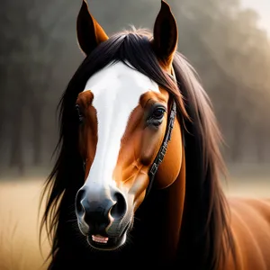 Majestic Chestnut Thoroughbred Stallion in the Meadow