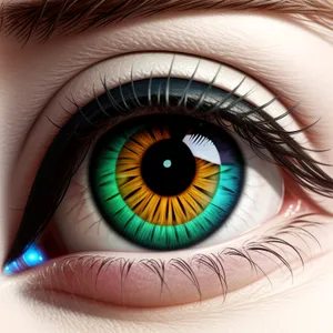 Close-up of Human Eye with Eyebrow and Eyelash