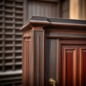 Vintage wooden door with jamb and window.