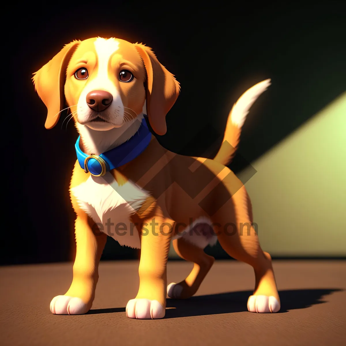 Picture of Cute Beagle Puppy Poses for Studio Portrait