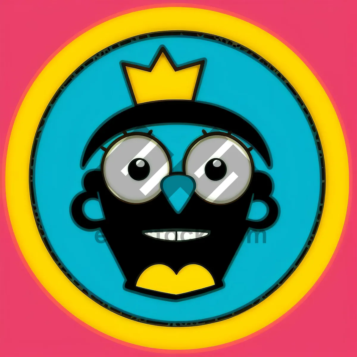 Picture of Shiny Black Danger Sign Button: Cartoon Hazard Symbol