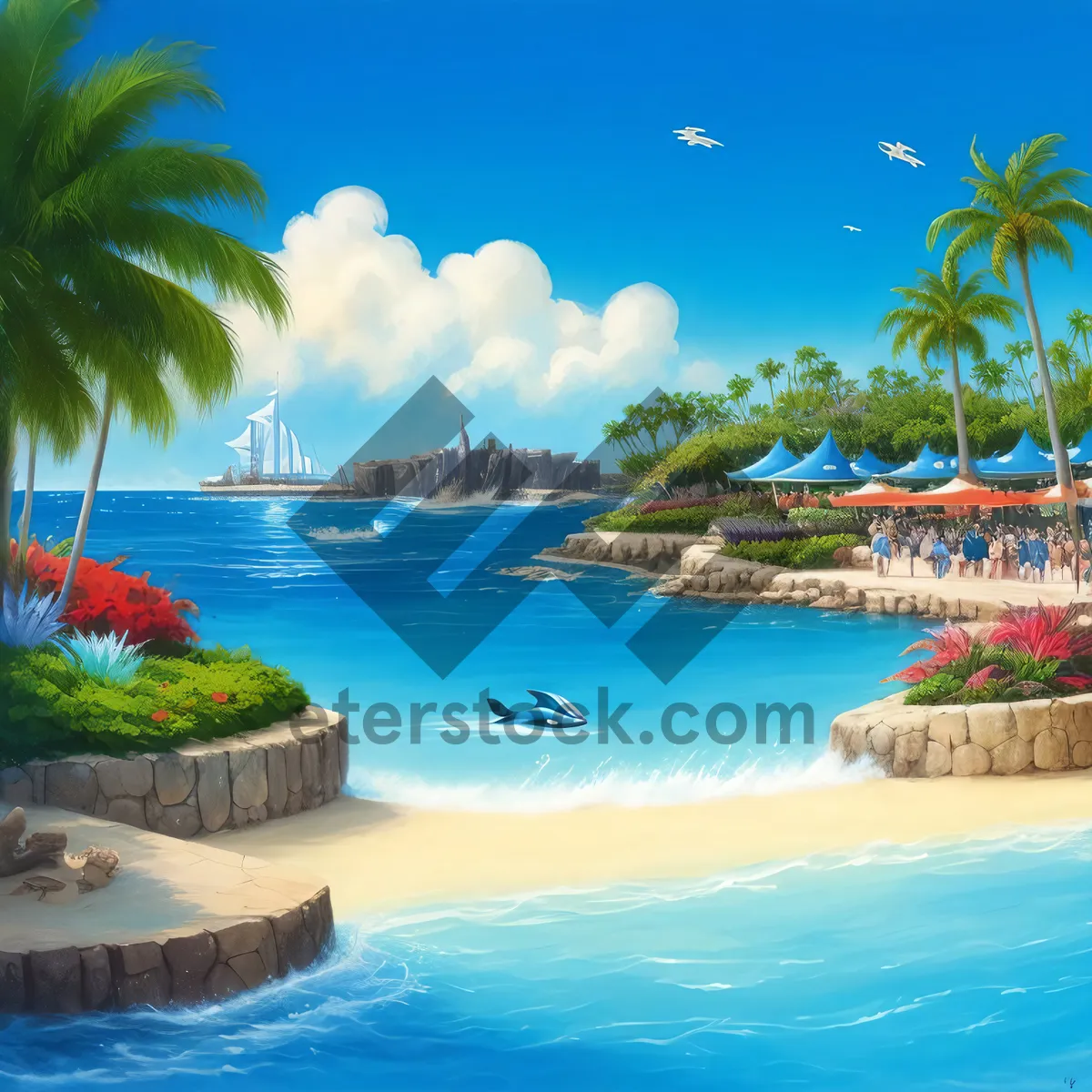 Picture of Turquoise Waters and Palm Trees: Tropical Paradise Escape