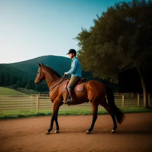 Graceful Stallion Vaulting over Saddle