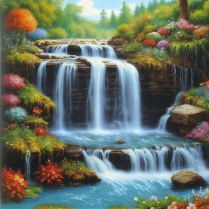 Serene Forest Waterfall in Scenic Park