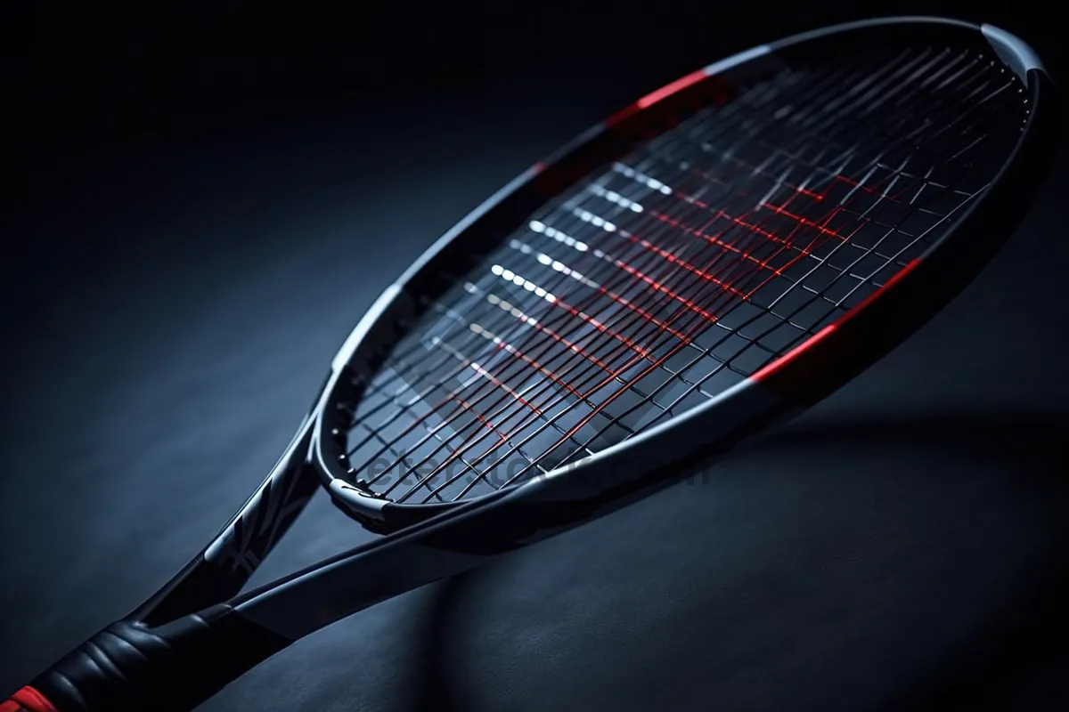 Picture of Tennis Racket Silhouette on Court Background