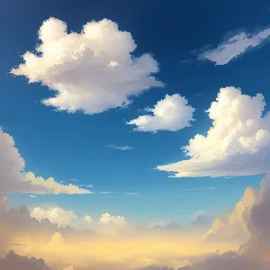 Vibrant Summer Sky with Fluffy Clouds