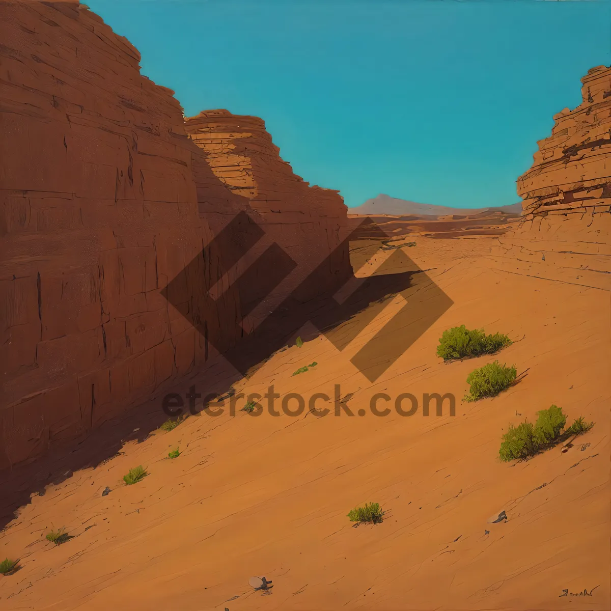 Picture of Spectacular Desert Canyon Landscape with Rocky Cliffs.