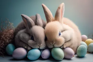 Fluffy Bunny Portrait in Studio Setting