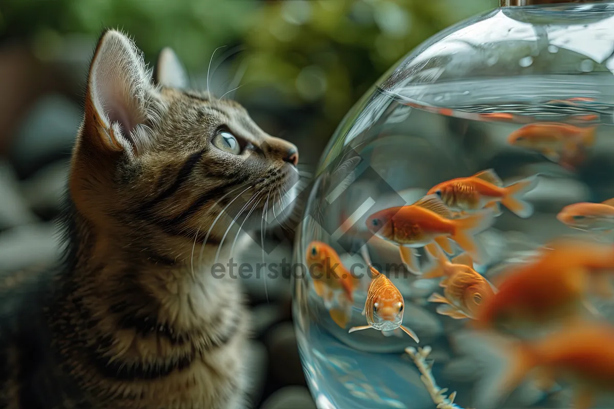 Picture of Adorable Gray Tabby Cat in Plastic Bag