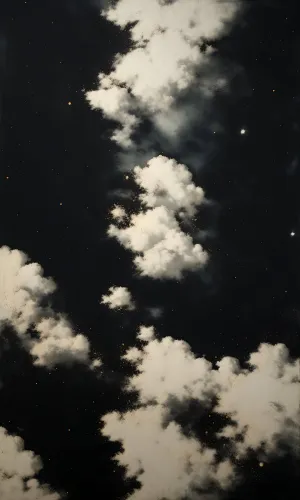 Luminous Night Sky with Moon and Stars