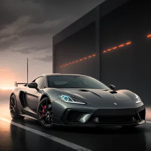 Speed Demon: Sleek, Luxury Sports Car Powering Through the Road