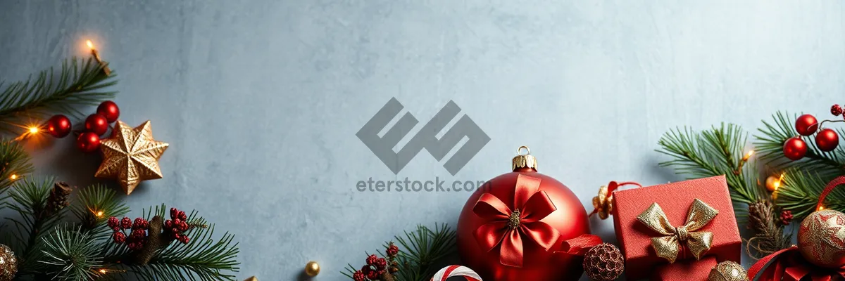 Picture of Traditional holiday decorations with festive ornaments and canopies.