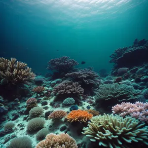 Colorful Coral Reef Life Below the Sunbeam