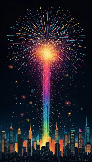 Festive Firework Display in the Night Sky