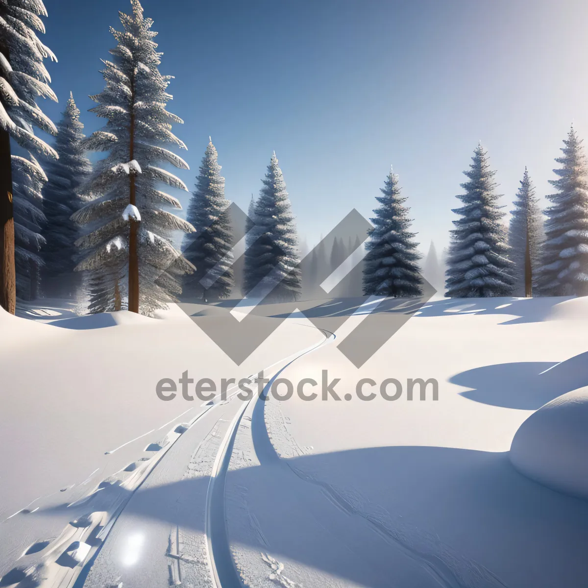 Picture of Frozen Majesty: Snowy Mountain Landscape Under Clear Winter Sky