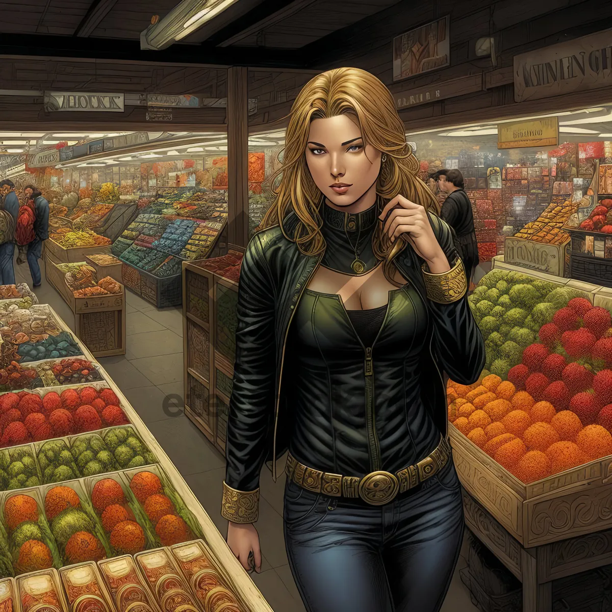 Picture of Happy person shopping for fruit at the supermarket.